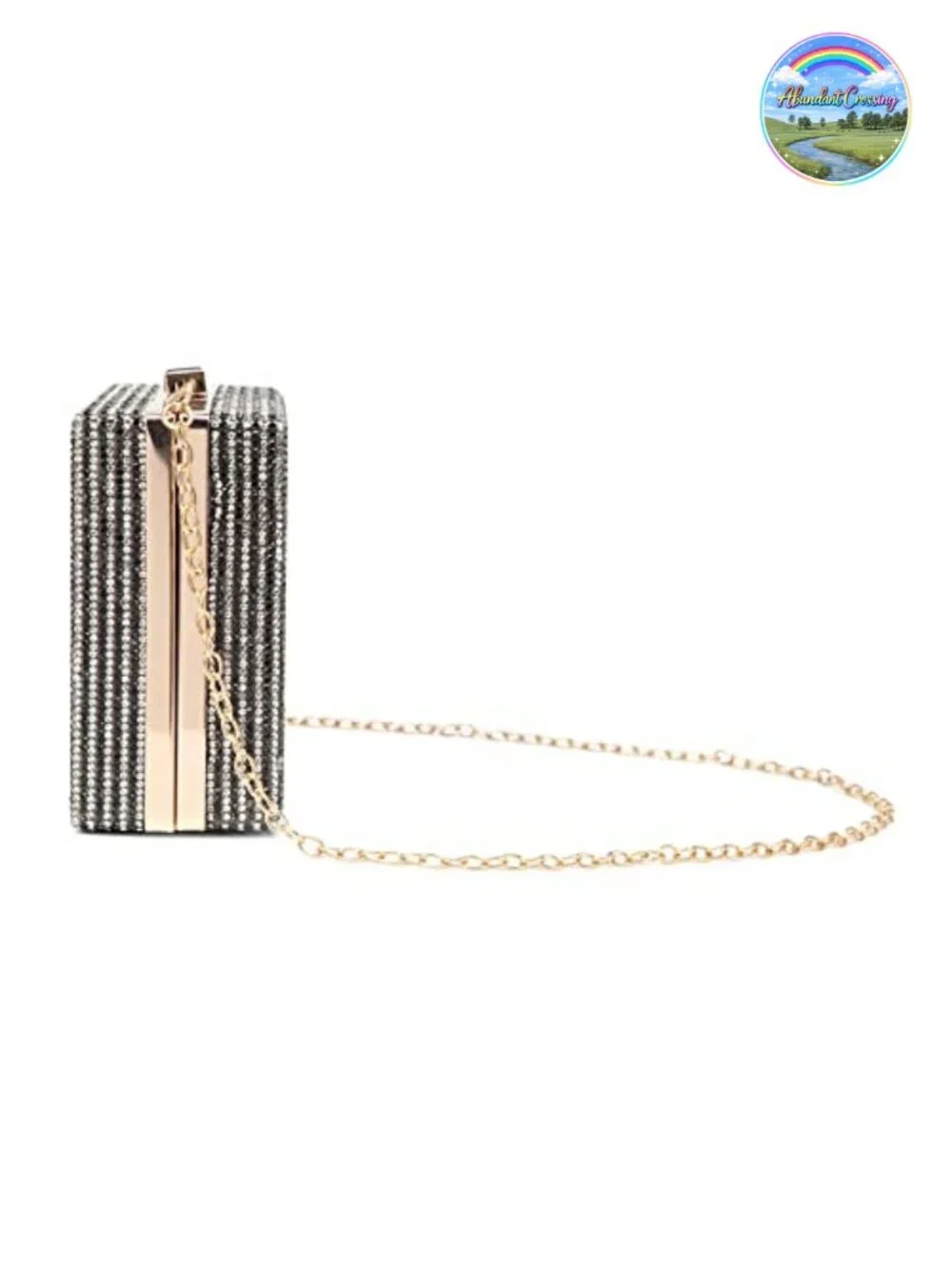 Rhinestone Clutch Crossbody Evening Bag with Detachable Chain & Buckle